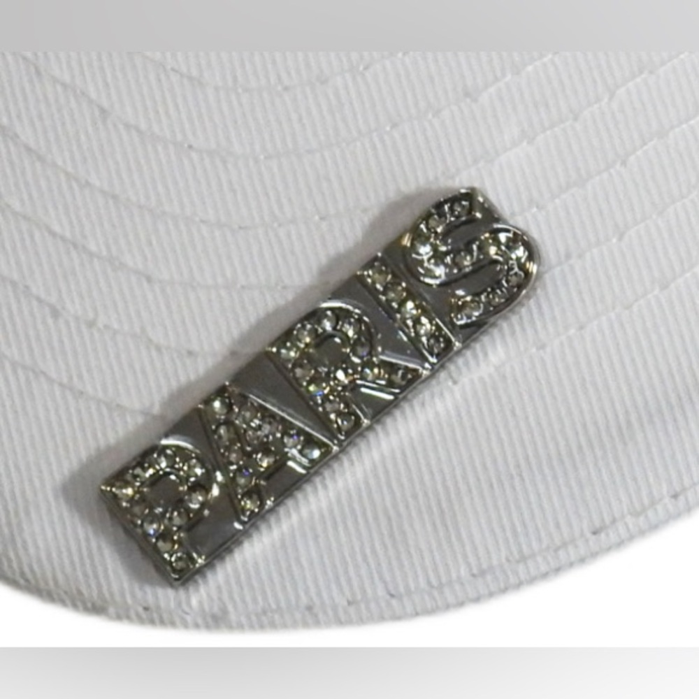 Karl Lagerfeld White and Black Logo Cap w/Pins and Rhinestone Details - Picture 7 of 12